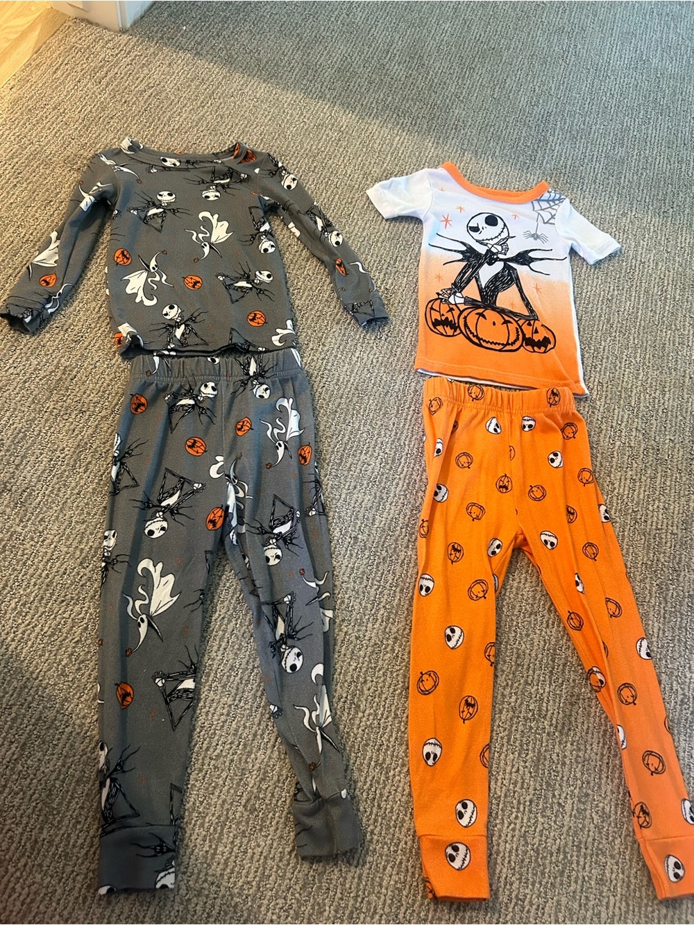 Nightmare Before Christmas Jack Skellington Kids Pajama Sets - Gray & Orange